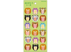 ［マインドウェイブ］77782 ありがとうシール 動物 [10入]