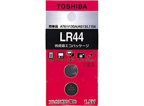 ［東芝］アルカリボタン電池 LR44EC 2P