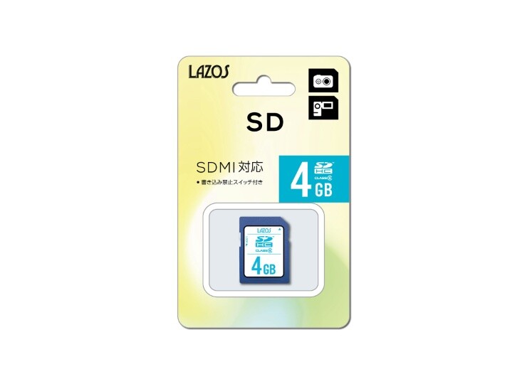 ［LAZOS］L-4SDH6 SDHCメモリーカード 4GB CLASS6（5個セット）