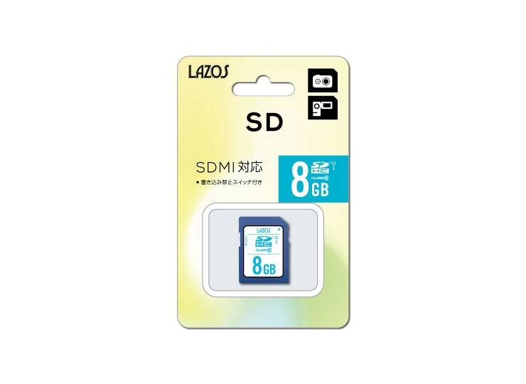 ［LAZOS］L-8SDH10-U1 SDHCメモリーカード 8GB CLASS10（5個セット）