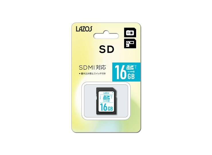 ［LAZOS］L-16SDH10-U1 SDHCメモリーカード 16GB CLASS10（5個セット）