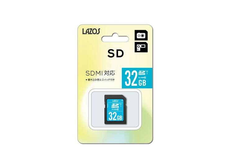 ［LAZOS］L-32SDH10-U1 SDHCメモリーカード 32GB CLASS10（5個セット）