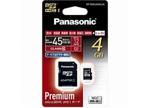 ［Panasonic］マイクロSDHCカード RP-SMGA04GJK Class10