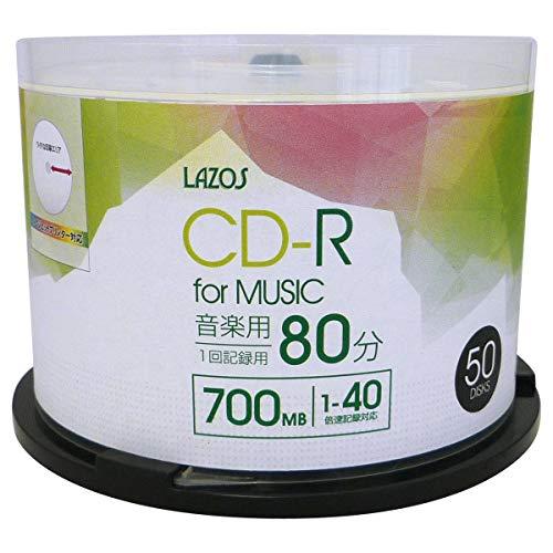 ［LAZOS］L-MCD50P 音楽用40倍速対応CD-R 50枚パック（10個セット）