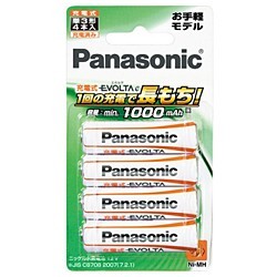 ［Panasonic］充電式エボルタ 単3形 4本パック(お手軽モデル) BK-3LLB/4B