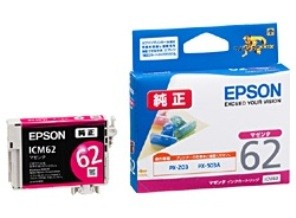 ［EPSON］インクカートリッジ (62) ICM62 マゼンタ
