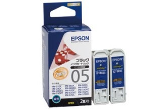 ［EPSON］インクカートリッジ (05) IC1BK05W ブラック2個入り