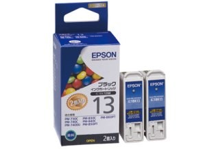 ［EPSON］インクカートリッジ (13) IC1BK13W ブラック2個入り