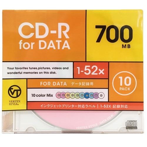 ［アーキサイト］VERTEX 10CDRD.CMIX.700MBCA データ用CD-R10枚ケース