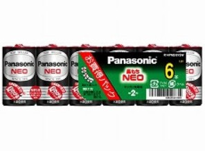 ［Panasonic］マンガン電池 ネオ（黒） 単2形 6本 R14PNB/6VSW