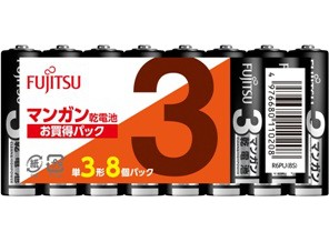 ［富士通］マンガン電池 R6PU(8S) 単3-8S