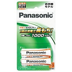 ［Panasonic］充電式エボルタ 単3形 2本パック（お手軽モデル） BK-3LLB/2B