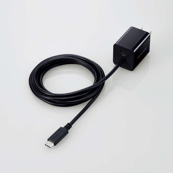 ［エレコム］MPA-ACCP37BK USB Power Delivery 20W AC充電器(C×1+Cケーブル一体)