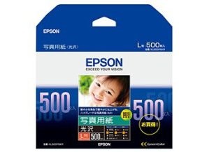 ［EPSON］写真用紙＜光沢＞ KL500PSKR L判・500枚入