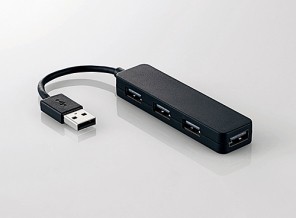 ［エレコム］U2H-SN4NBBK USB2.0ハブ(コンパクトタイプ)