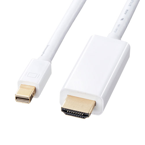 ［サンワサプライ］KC-MDPHDA20ミニDisplayPort-HDMI変換ケーブル ホワイト 2m