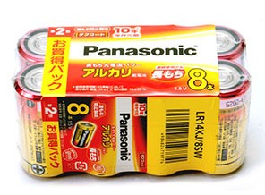 ［Panasonic］アルカリ電池 LR14XJ/8SW 単2形 8本 シュリンク