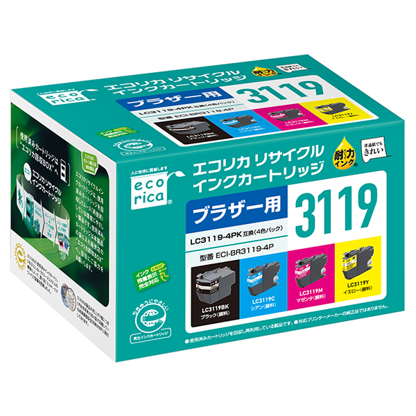 ［エコリカ］LC3119-4PK 互換リサイクルインクカートリッジ