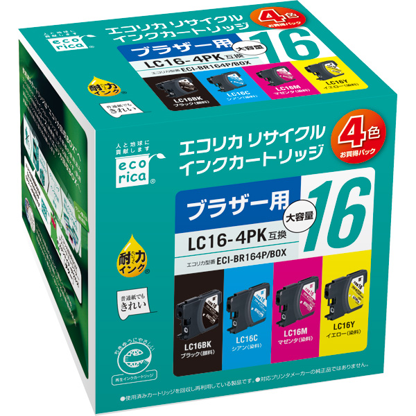 ［エコリカ］LC16-4PK 互換リサイクルインクカートリッジ